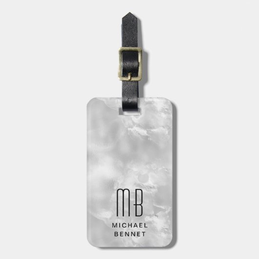 Elegant Monogram Gray Bagagelabel (Voorkant verticaal)