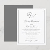 Elegant Monogram Gray Budget Weddenschap Uitnodigi (Voorkant / Achterkant)