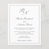 Elegant Monogram Gray Budget Weddenschap Uitnodigi (Voorkant)