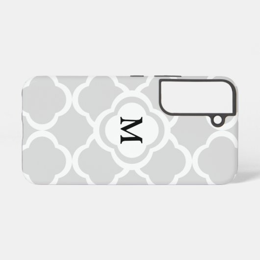 Elegant Monogram Gray Samsung Galaxy Hoesje (Achterkant horizontaal)