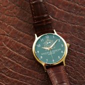 Elegant Monogram green and gold Couple names Horloge