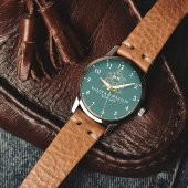 Elegant Monogram green and gold Couple names Horloge