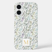 Elegant Monogram Green Botanical Watercolor Case-Mate iPhone Case (Achterkant)