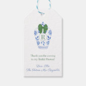Elegant Monogram Green Bow Vrijgezellenfeest Cadeaulabel (Voorkant)