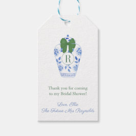 Elegant Monogram Green Bow Vrijgezellenfeest Cadeaulabel
