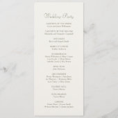 Elegant Monogram Green Cream Wedding Timeline Flat Programmakaart (Achterkant)