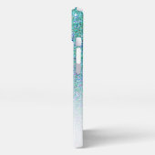 Elegant Monogram Green Glitter Ombre Voornaam iPhone Hoesje (Linkerkant)