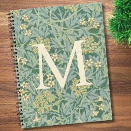 Elegant Monogram Green Jasmine Floral Notitieboek
