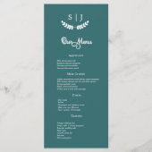 Elegant Monogram Green Jewel Tone Dinner Menu (Voorkant)