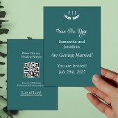 Elegant Monogram Green Jewel Tone SaveDate Kaart