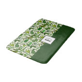 Elegant Monogram Green Leaves Pattern Badmat (Gekanteld)