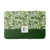 Elegant Monogram Green Leaves Pattern Badmat (Voorkant)