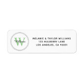 Elegant Monogram Green Return Address Label (Voorkant)