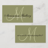Elegant Monogram Green Visitekaartje (Voorkant / Achterkant)