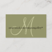 Elegant Monogram Green Visitekaartje (Achterkant)