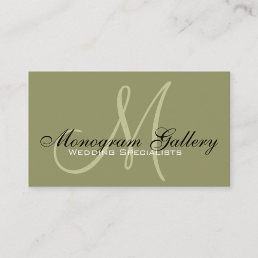 Elegant Monogram Green Visitekaartje (Voorkant)