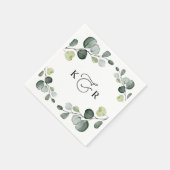 Elegant Monogram Greenery Eucalyptus Persoonlijk Servet (Hoek)