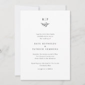 Elegant Monogram Greenery Leaves Simple Wedding Kaart (Voorkant)