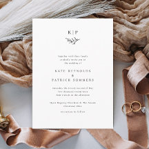 Elegant Monogram Greenery Leaves Simple Wedding