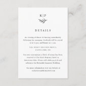 Elegant Monogram Greenery Leaves Wedding Details Informatiekaartje (Voorkant)