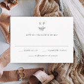 Elegant Monogram Greenery Leaves Wedding RSVP Kaartje