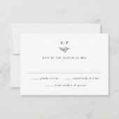 Elegant Monogram Greenery Leaves Wedding RSVP Kaartje (Voorkant)