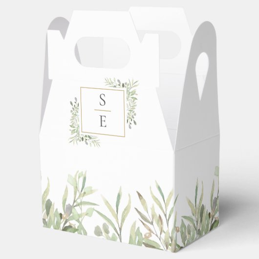 Elegant Monogram Greenery Wedding Bedankdoosjes (Geopend)