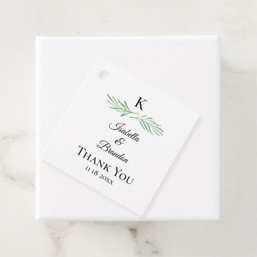 Elegant Monogram Greenery Wedding Bedankjes Labels (In situ)