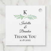 Elegant Monogram Greenery Wedding Bedankjes Labels (Achterkant)