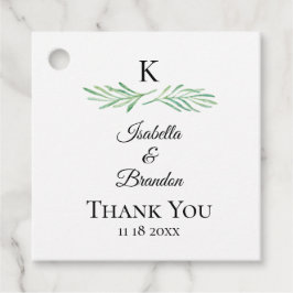 Elegant Monogram Greenery Wedding Bedankjes Labels
