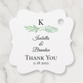 Elegant Monogram Greenery Wedding Bedankjes Labels (Achterkant)