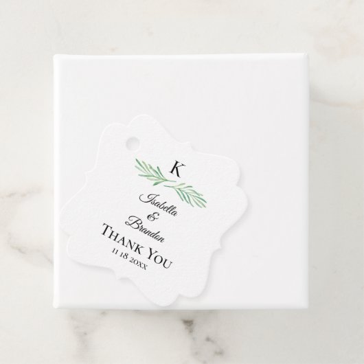 Elegant Monogram Greenery Wedding Bedankjes Labels (In situ)