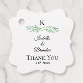 Elegant Monogram Greenery Wedding Bedankjes Labels