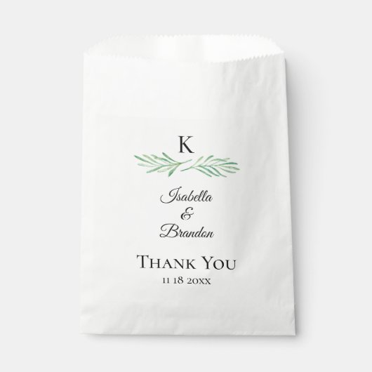 Elegant Monogram Greenery Wedding Bedankzakje (Voorkant)