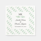 Elegant Monogram Greenery Wedding Napkin Servet (Voorkant)