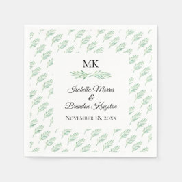 Elegant Monogram Greenery Wedding Napkin Servet
