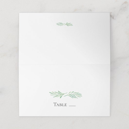 Elegant Monogram Greenery Wedding Plaatskaartje (Buitenkant ongevouwen)