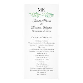 Elegant Monogram Greenery Wedding Programme 2 Reclamekaart