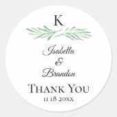 Elegant Monogram Greenery Wedding Sticker (Voorkant)