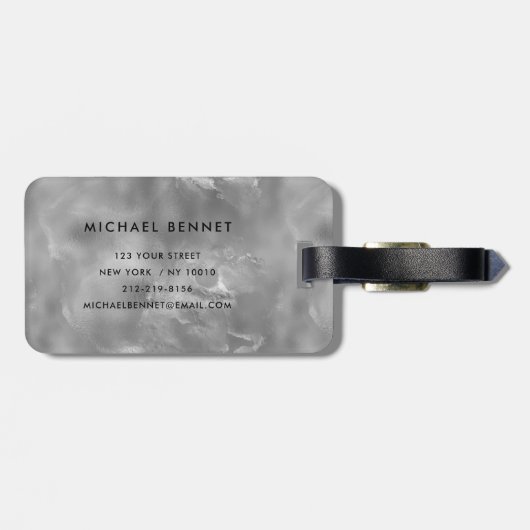 Elegant monogram grijs bagagelabel (Achterkant horizontaal)