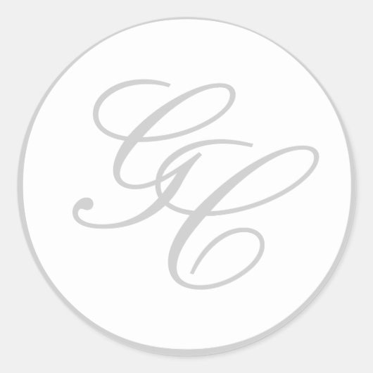 Elegant Monogram Grijs en Witte Bruiloft Sticker (Voorkant)