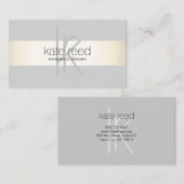 Elegant monogram grijs modern goud gestreept visitekaartje (Voorkant / Achterkant)