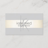 Elegant monogram grijs modern goud gestreept visitekaartje (Voorkant)