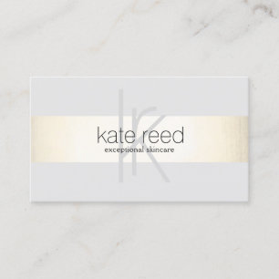 Elegant monogram grijs modern goud gestreept visitekaartje