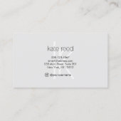 Elegant monogram grijs modern goud gestreept visitekaartje (Achterkant)