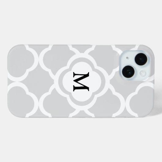 Elegant monogram grijs patroon Case-Mate iPhone case (Achterkant (horizontaal))