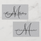 Elegant Monogram  grijs Visitekaartje (Voorkant / Achterkant)