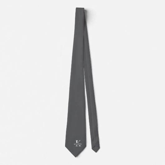 Elegant Monogram Grijs | Wit Stropdas (Voorkant)