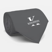 Elegant Monogram Grijs | Wit Stropdas (Opgerold)