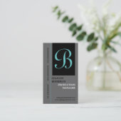 Elegant monogram grijs zwart effen visitekaartjes (Staand voorkant)